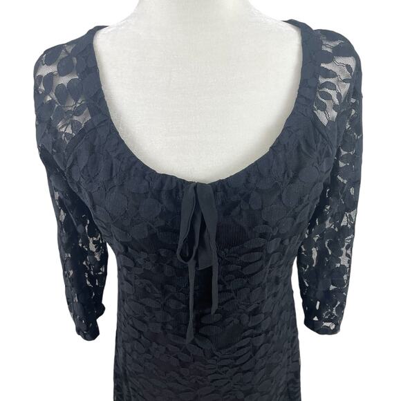 Garnet Hill Boheme Easy Lace Dress Botanical Boho Elegant Black Size 6 - Picture 5 of 15